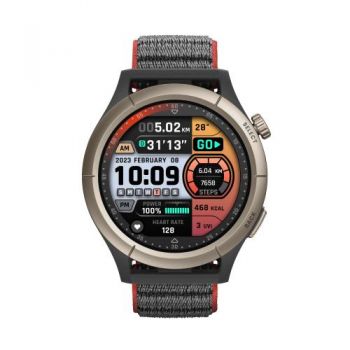 Ceas inteligent Smartwatch Amazfit Cheetah Pro, Bluetooth, Amoled GPS, Zepp OS, 36.8mm (Negru/Auriu)