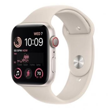 Ceas inteligent Smartwatch Apple Watch SE 2 (2022) Cellular, GPS, Retina LTPO OLED Capacitive touchscreen 1.78inch, Bluetooth, Wi-Fi, Bratara Silicon 44mm, Carcasa Aluminiu, Rezistent la apa (Roz)