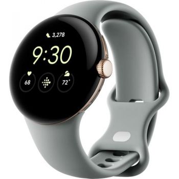 Ceas inteligent Smartwatch Google Pixel Watch, Procesor Exynos 9110, Display AMOLED 1.2inch, 2GB RAM, 32GB Flash, Bluetooth, Wi-Fi, GPS, NFC, Rezistent la apa, Android (Gri/Auriu) de firma original