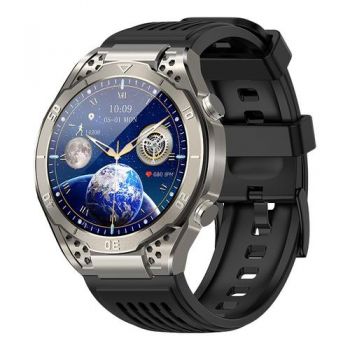 Ceas inteligent Smartwatch iSEN JA01, AMOLED 1.43inchHD, Glicemie, Apel Bt, Apel SOS, Asist. vocala, Nivel radiatii, EKG, Acid uric, Lipide sange, Masa corporala, Bratara Silicon Negru (Gri)