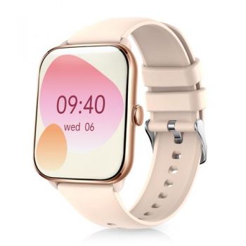 Ceas inteligent Smartwatch Niceboy Watch 3, Display IPS 1.85inch, Bluetooth, Monitorizare Somn, Nivel de oxigenare, Ritm Cardiac, Waterproof IP67 (Roz/Auriu)