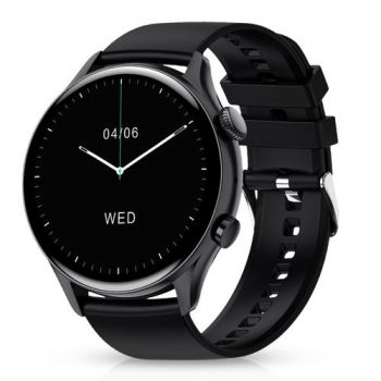 Ceas inteligent Smartwatch Niceboy Watch GTR, Ecran AMOLED 1.35inch, Bluetooth, Waterproof IP67, Aluminiu, 5 zile Autonomie (Negru)