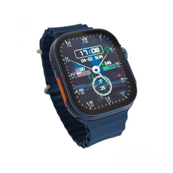 Ceas Smartwatch 7in1 BT Display 45mm Android/IOS Curele Detasabile Incarcare Wireless Carcasa Albastra