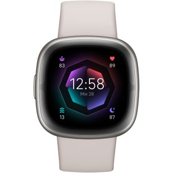 Ceas smartwatch Fitbit Sense 2, Alb Lunar Ceas smartwatch Fitbit Sense 2, Alb Lunar