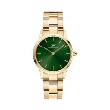 Daniel Wellington ceas Iconic Link Emerald femei, culoarea auriu de firma original