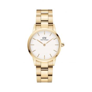 Daniel Wellington ceas Iconic Link White femei, culoarea auriu