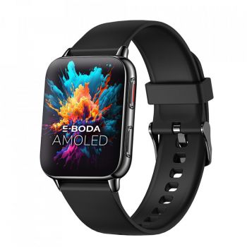 E-boda Smartwatch AMOLED E-Boda SQ - Vega Pro, Procesor Realtek, Standard IP67 protecte pentru expunere la apa, Aplicatie dedicata, Negru