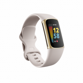 Fitbit Bratara fitness Fitbit Charge 5, Stainless Steel, Lunar White/Soft Gold de firma original