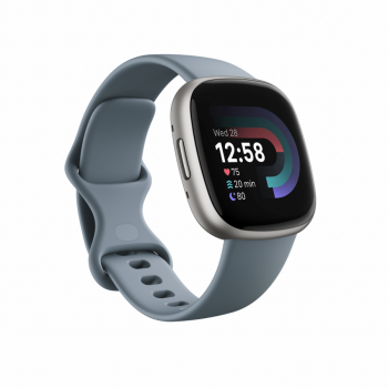 Fitbit Ceas smartwatch Fitbit Versa 4 Waterfall Blue/Platinum Aluminum de firma original