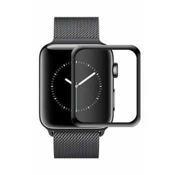 Folie de protectie Tempered Glass, protectie 9H, pentru Apple Watch Seria 4/5/6/SE 40 mm, Negru transparent