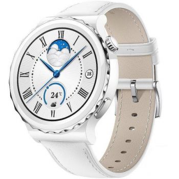 Huawei Smartwatch Huawei Watch GT 3 Pro Frigga-B19T, Display AMOLED 1.32, 32MB RAM, 4GB Flash, Bluetooth, GPS, Carcasa ceramica 43mm, Bratara ceramica, Rezistent la apa, Android/iOS, Alb