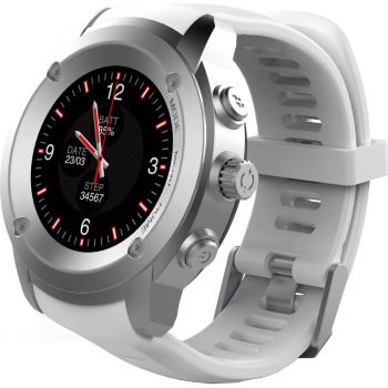 Maxcom Ceas Smartwatch FitGo FW17 Power, GPS, bratara silicon sport, Argintiu Alb