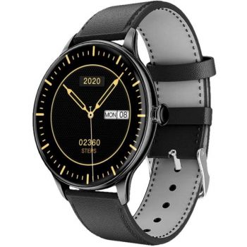 Maxcom Smartwatch Maxcom FW48 Vanad, ecran AMOLED 1.32”, IP67, Bluetooth, Android / iOS, bratara piele, Negru