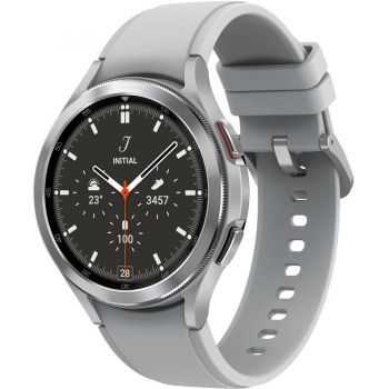 Samsung Ceas smartwatch Samsung Galaxy Watch4, 46mm, LTE, Classic, SILVER de firma original