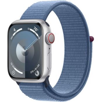 SmartWatch Apple Watch S9, Cellular, 41mm Carcasa Aluminium Silver, Winter Blue Sport Loop