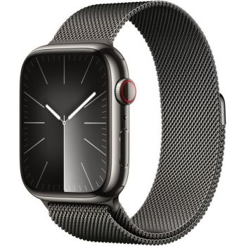 SmartWatch Apple Watch S9, Cellular, 45mm Carcasa Stainless Steel Graphite, Graphite Milanese Loop