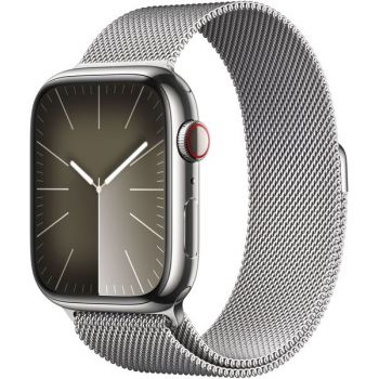 SmartWatch Apple Watch S9, Cellular, 45mm Carcasa Stainless Steel Silver, Silver Milanese Loop