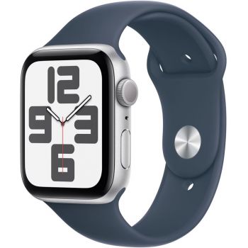 SmartWatch Apple Watch SE (2023), GPS, 44mm Aluminium Silver cu Storm Blue Sport Band - M/L ieftin