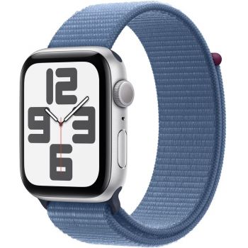 SmartWatch Apple Watch SE (2023), GPS, 44mm Aluminium Silver cu Winter Blue Sport Loop