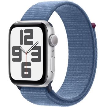 SmartWatch Apple Watch SE (2023), GPS, 44mm Aluminium Silver cu Winter Blue Sport Loop ieftin