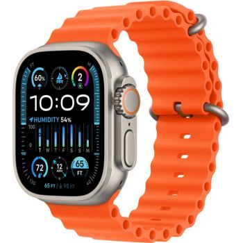 SmartWatch Apple Watch Ultra 2, Cellular, 49mm Carcasa Titanium, Orange Ocean Band SmartWatch Apple Watch Ultra 2, Cellular, 49mm Carcasa Titanium, Orange Ocean Band