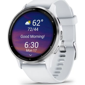 SmartWatch Garmin Venu 3, GPS, Wi-Fi, curea silicon, 45mm, Silver/Whitestone