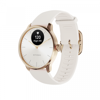 Smartwatch Withings Scanwatch Light, 37mm, Bluetooth, Carcasa inox auriu, Curea crem de firma original