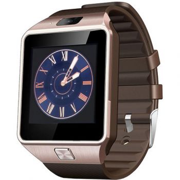 STAR Smartwatch Rush Auriu Si Curea Silicon Maro Cu SIM