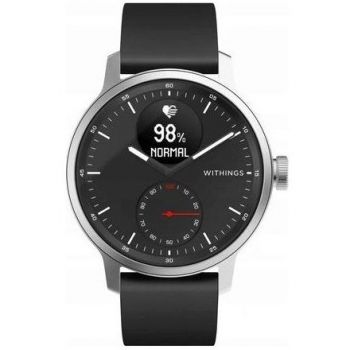 Withings Ceas Withings ScanWatch, Display OLED, Bluetooth, Carcasa Otel, Bratara Silicon 42mm, Bluetooth, Rezistent la apa, Android/iOS, Negru