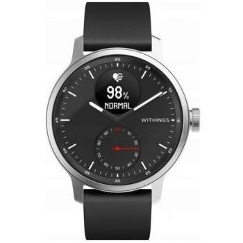 Withings Ceas Withings ScanWatch, Display OLED, Bluetooth, Carcasa Otel, Bratara Silicon 42mm, Bluetooth, Rezistent la apa, Android/iOS, Negru ieftin