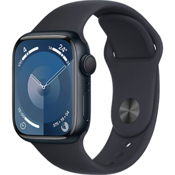 Apple Apple Watch 9, GPS, Carcasa Midnight Aluminium 45mm, Midnight Sport Band - M/L