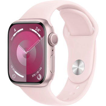 Apple Apple Watch 9, GPS, Carcasa Pink Aluminium 41mm, Light Pink Sport Band - M/L