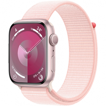 Apple Apple Watch 9, GPS, Carcasa Pink Aluminium 45mm, Light Pink Sport Loop