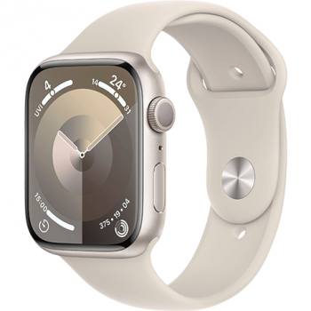 Apple Apple Watch 9, GPS, Carcasa Starlight Aluminium 45mm, Starlight Sport Band - S/M