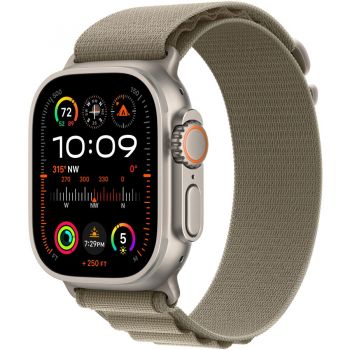 Apple Apple Watch Ultra 2, GPS, Cellular, Carcasa Titanium 49mm, Olive Alpine Loop - Small