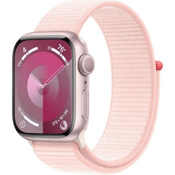 Apple Watch S9, GPS, Carcasa Pink Aluminium 41mm, Light Pink Sport Loop