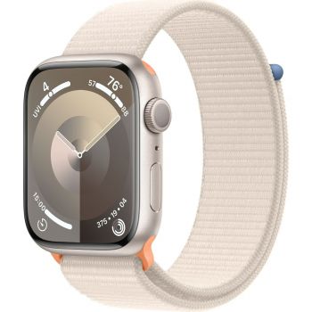 Apple Watch S9, GPS, Carcasa Starlight Aluminium 45mm, Starlight Sport Loop