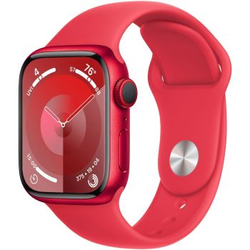 Apple Watch S9, GPS, Cellular, Carcasa Red Aluminium 41mm, S/M, Red Sport Band