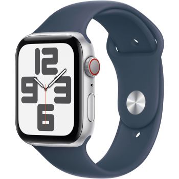 Apple Watch SE (2023), GPS, Cellular, Carcasa Silver Aluminium 44mm, Storm Blue Sport Band - S/M