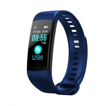 Bratara Smart Fitness Sport Y5 Albastru Bluetooth 4.0 Waterproof cu Monitorizare Somn, Cardiaca si Pedometru