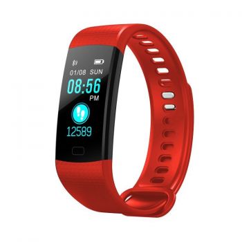 Bratara Smart Fitness Sport Y5 Rosu Bluetooth 4.0 Waterproof cu Monitorizare Somn, Cardiaca si Pedometru