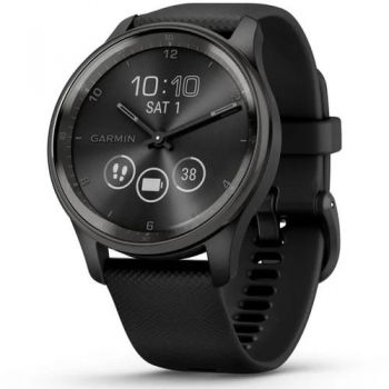 Ceas Activity Tracker Garmin vivomove Trend, WW, Silicone, Monitorizare Stres, Oxigen, Bluetooth (Negru)