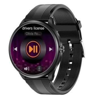 Ceas inteligent Smartwatch iSEN Watch M3 cu bratara neagra din TPU, Ecran 1.3inch, Bluetooth Call, Waterproof IP68, 240mAh, HR, Tensiune, Notificari, Muzica (Negru) ieftin
