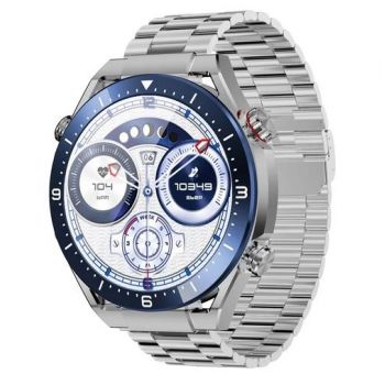 Ceas inteligent Smartwatch Maxcom Ecowatch ECO1 EW01, Bluetooth, GPS, Busola, Asistent Vocal, Waterproof IP67 (Argintiu)