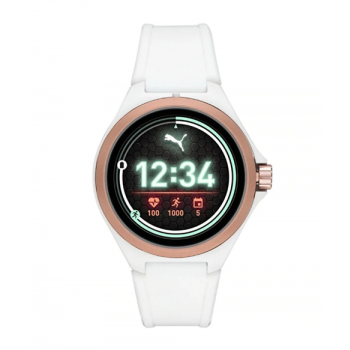Ceas inteligent Smartwatch Puma PT9102, GPS, 5 ATM, 48mm, Cristal Mineral (Alb) la reducere