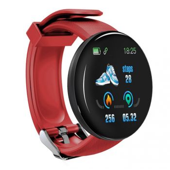 Ceas Smartwatch Techstar® D18, 1.3inch OLED, Bluetooth 4.0, Monitorizare Tensiune, Puls, Oxigenarea Sangelui, Waterproof IP65, Rosu