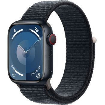 SmartWatch Apple Watch S9, Cellular, 45mm Carcasa Aluminium Midnight, Midnight Sport Loop