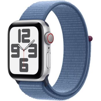 SmartWatch Apple Watch SE (2023), 40mm Aluminium Silver cu Winter Blue Sport Loop, GPS + Cellular
