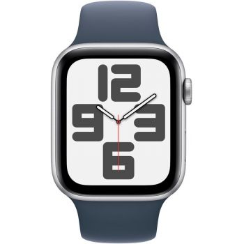 SmartWatch Apple Watch SE (2023), GPS, 44mm Aluminium Silver cu Storm Blue Sport Band - S/M
