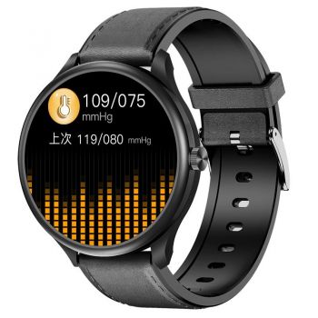 Smartwatch iSEN Watch M3 Negru cu bratara neagra de piele, 1.3